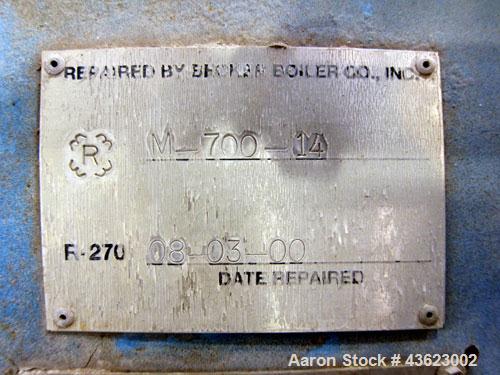 Used Kewanee Packaged Classic III Steam Boiler, Model H3S-50-G. 50 hp, mbh output 1674, 250 Square feet heating surface, 150 psig design pressure. Three pass design. Equipped with a Kewanne Forcedraf...