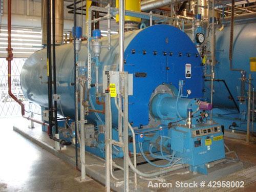 Used Kewanee Package Boiler, Model H3S250, 250 hp, 150 psi, 9756# hr/steam capacity, 1250 square feet surface area. 10 million btu input, 8.3 million btu output burner capacity, #2 fuel oil or natura...