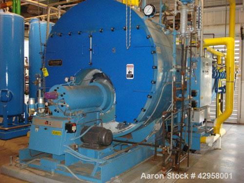 Used Kewanee Package Boiler, Model H3S500, 500 hp, 150 psi, 19526# hr/steam capacity, 2500 square feet surface area. 20.925 million btu input, 16.738 million btu output burner capacity, #2 fuel oil o...