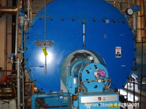 Used Kewanee Package Boiler, Model H3S500, 500 hp, 150 psi, 19526# hr/steam capacity, 2500 square feet surface area. 20.925 million btu input, 16.738 million btu output burner capacity, #2 fuel oil o...