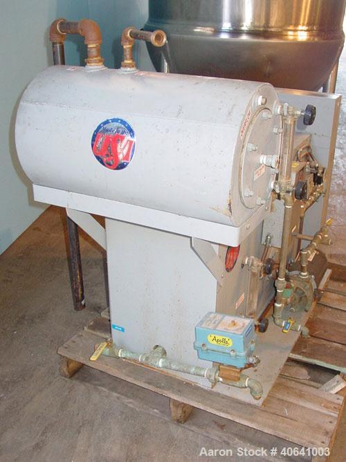 Used Electro Steam model LB50 steam generator, National Board #25205. Electric rating: 50 kW. Developed boiler hp: 5 hp. Steam capacity: 173 lb/hr. Gross btu output: 167500 btu/hr. Steam header: 5 in...