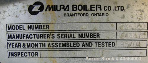 Used Miura High Pressure Steam Boiler, model EX-300