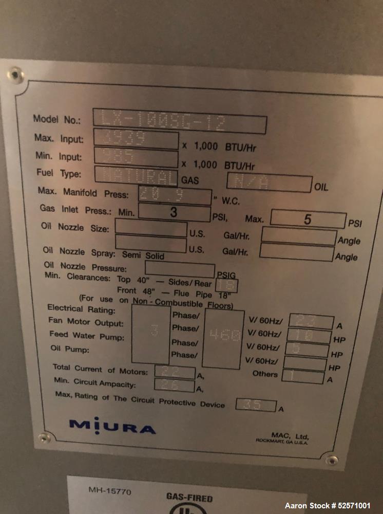 Unused - Uninstalled. Qty (2) Miura Boilers