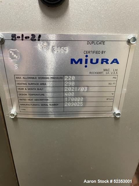 Used-Miura Gas Fired Boiler