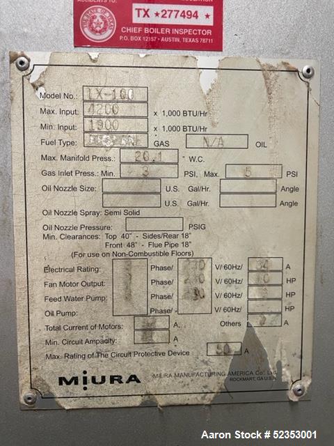 Used Miura Gas Fired Boiler
