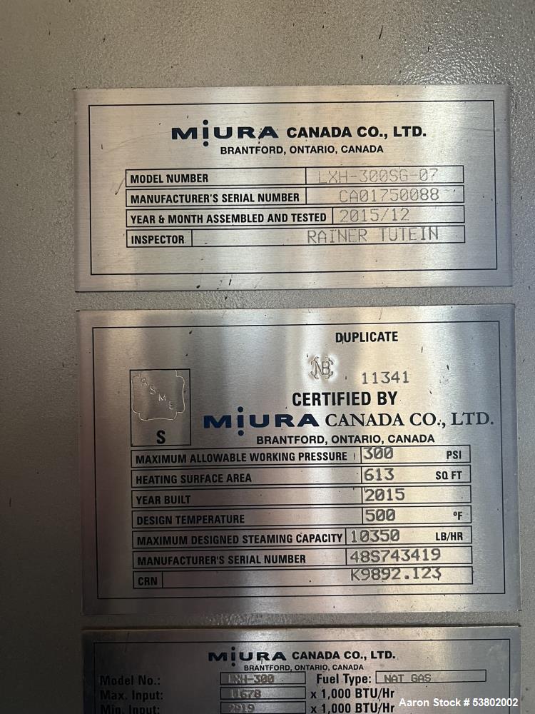 Industrial 300HP Miura LX Steam Boiler – High Efficiency Natural Gas Unit