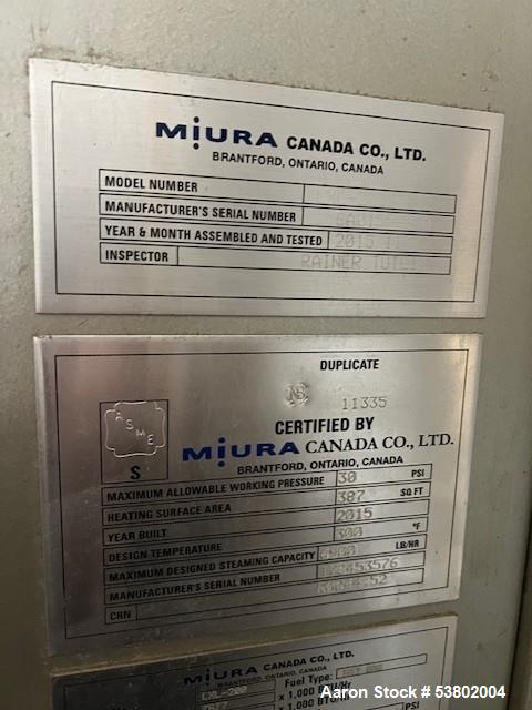 Used Miura LXL-200SG-12 Industrial Steam Boiler | 200 BHP | Gas-Fired | 6900 lb/