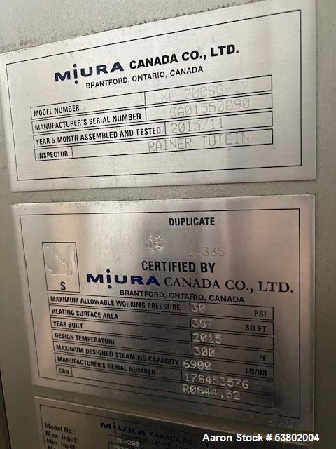 Used Miura LXL-200SG-12 Industrial Steam Boiler | 200 BHP | Gas-Fired | 6900 lb/