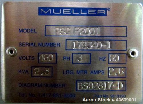 Used Mueller PyroPure Steam Generator, model PSG P2001, approximate 1000 pounds per hour steamserial #178340-1.3/60/460 volt, 2.3 kva.