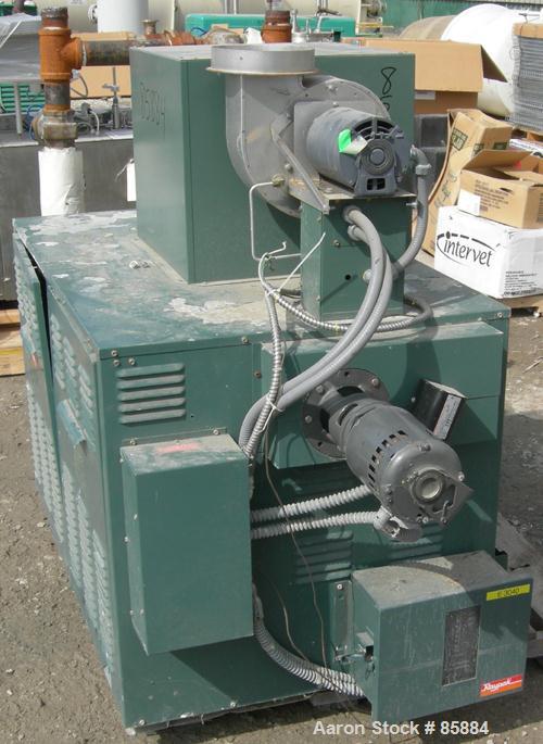 Used Raypak Hydronic Heating Commercial Hot Water Boiler, Model H3-0962, Natural Gas. Max input 961,700 BTU/HR, max output 788,594 BTU/HR. Rated 150 PSI at 250 Degrees F. 78 square foot heating surfa...