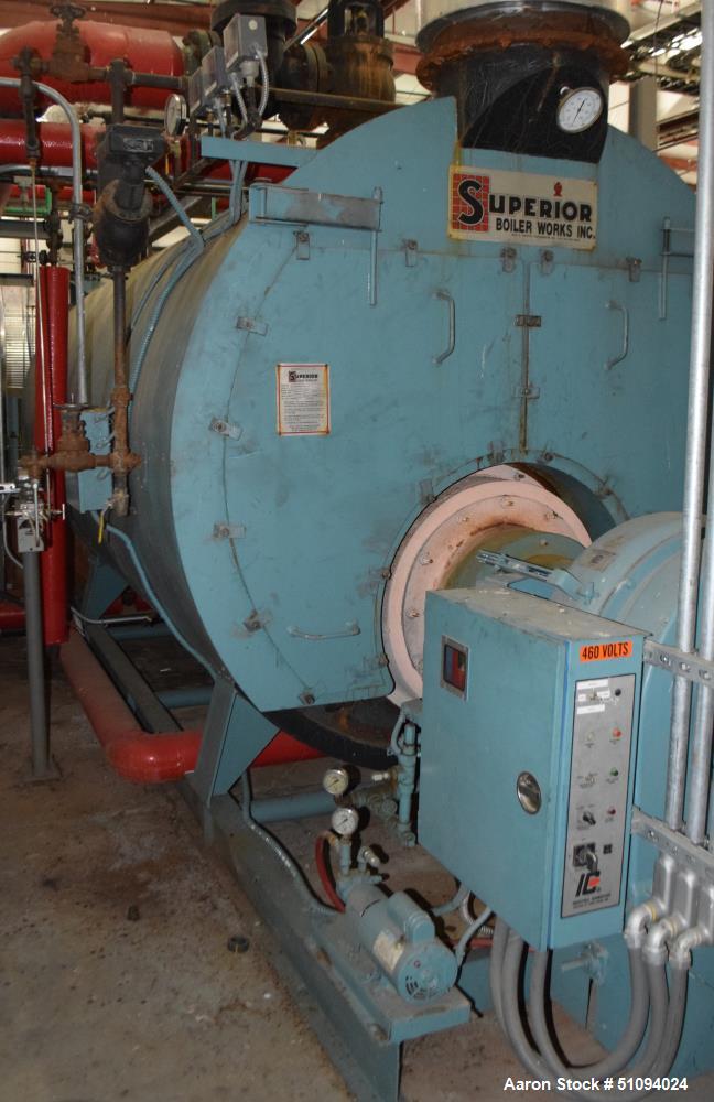 Used- Superior Boiler Works Boiler, Model 8-X-1500. Steam capacity 10350 pounds an hour, heating surface 1507 square feet, 1...