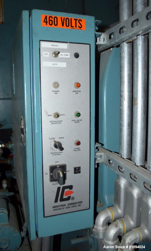 Used Superior Boiler Works Boiler, Model 8-X-1500. Steam capacity 10350 pounds an hour, heating surface 1507 square feet, 150 psi design pressure, approximate 300 HP. Includes an Industrial Combustio...