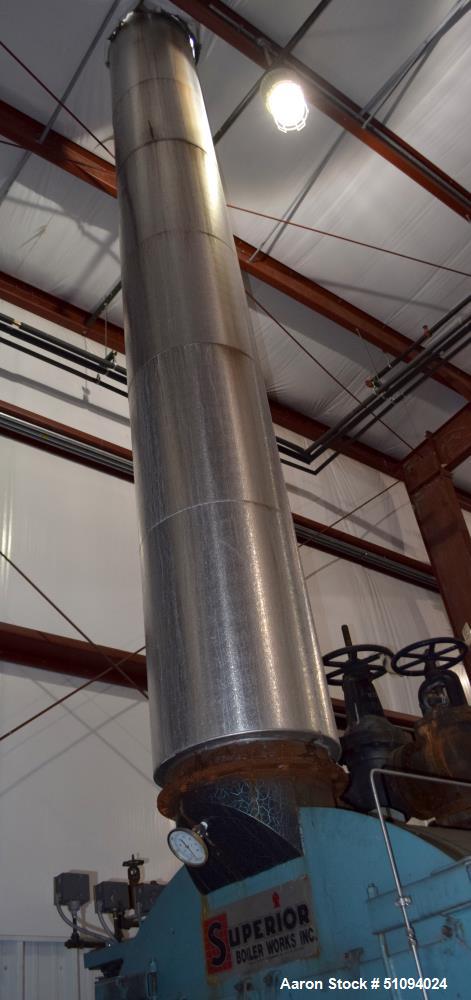 Used Superior Boiler Works Boiler, Model 8-X-1500. Steam capacity 10350 pounds an hour, heating surface 1507 square feet, 150 psi design pressure, approximate 300 HP. Includes an Industrial Combustio...