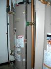 USED: A O Smith natural gas energy saving water heater, model BTC240A970. 100 gallon capacity, btu/hr input 240,000, max 160 psi. 60 hz/120 volt.