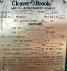 Used Cleaver Brooks Commercial Water Tube Boiler, Model M4W-5000, Series 700 MG. Natural gas firing, approximate 6000 CFH. Max input 6,000,000 BTU/HR, max output 4,800,000 BTU/HR. 4124 LBS/HR of stea...