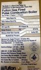Used Fulton PulsePak Combustion Hydronic Boiler, Model PHW-1400SM. 1,400,000 BTU/HR. Approximate 36 bhp, 160 psi working pressure. Natural Gas. Water content 80 gallons. Includes temperature controll...
