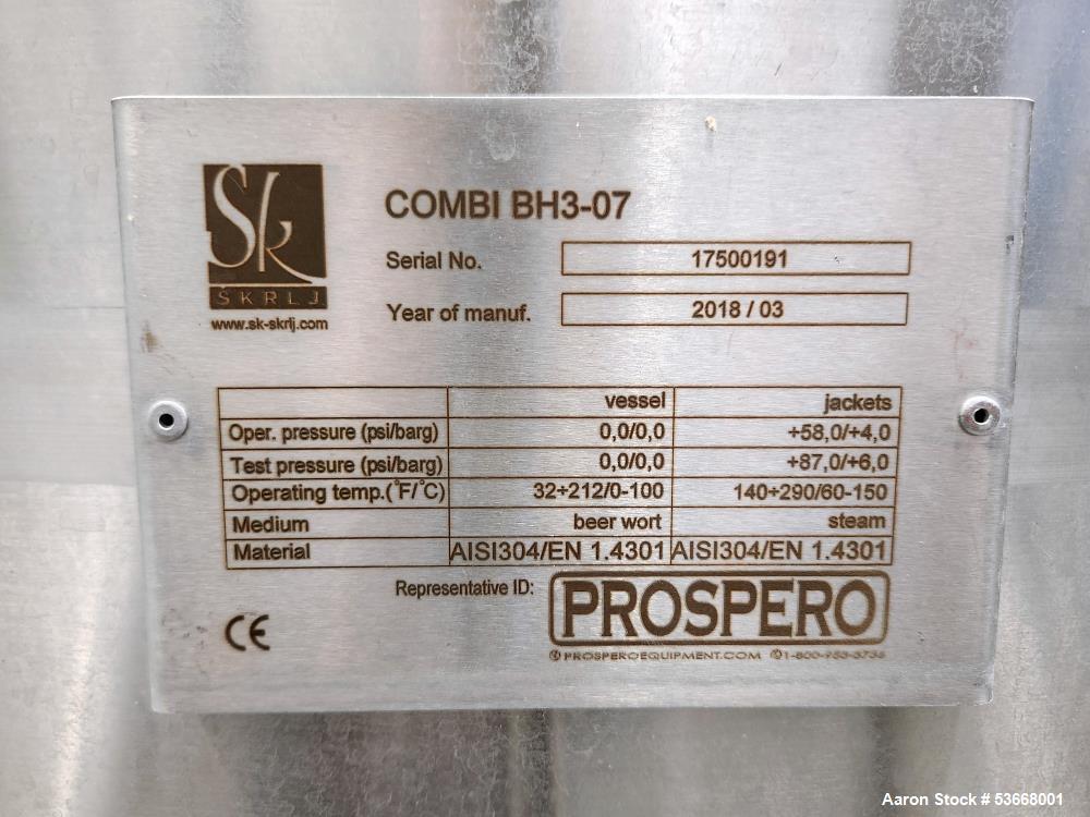 Used Prospero SK Steam Brewhouse BH3 – 7BBL/10HL, 3-Vessel System
