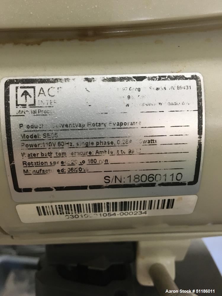Used Across International SolventVap 2l/.5 Gal Rotary Evaporator Model SE05