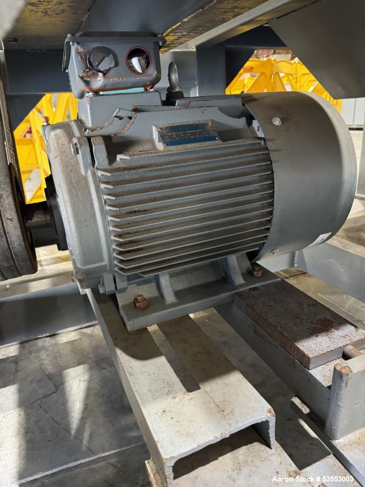 Used Twin Shaft Shredder. Feed throat approximate 22-1/4" x 39-1/4". Knife diameter approximate 10", approximate 1-1/4" thick. Driven by (2) 18.5kW, 3/60/240 Volt, 1760 rpm motor thru reducer, 71 to ...