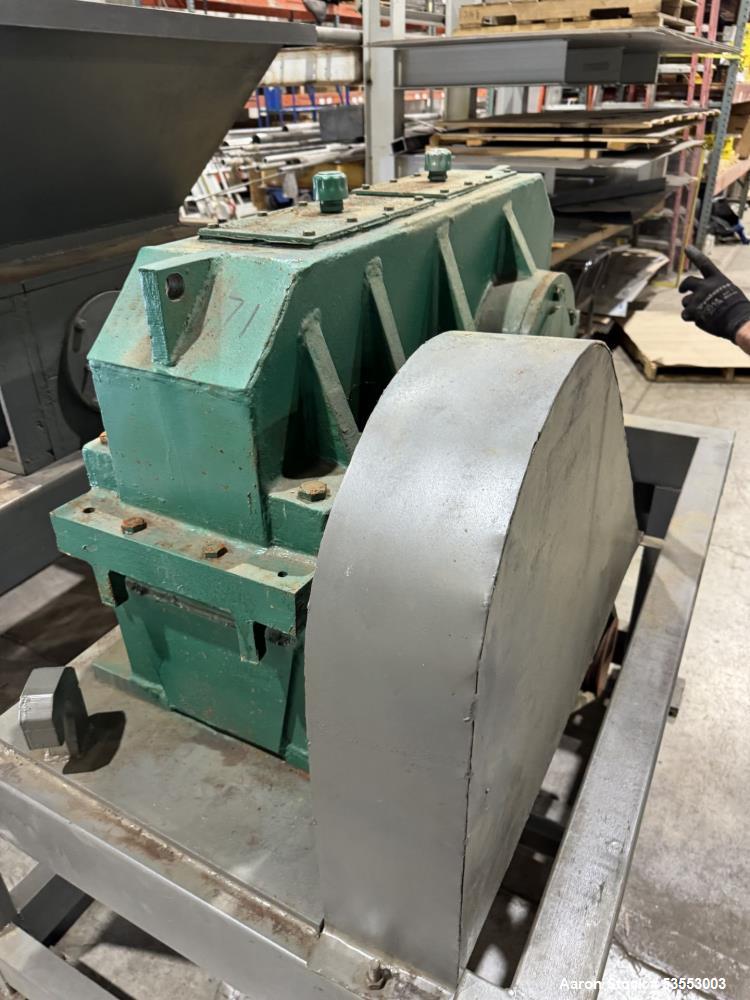 Used Twin Shaft Shredder. Feed throat approximate 22-1/4" x 39-1/4". Knife diameter approximate 10", approximate 1-1/4" thick. Driven by (2) 18.5kW, 3/60/240 Volt, 1760 rpm motor thru reducer, 71 to ...