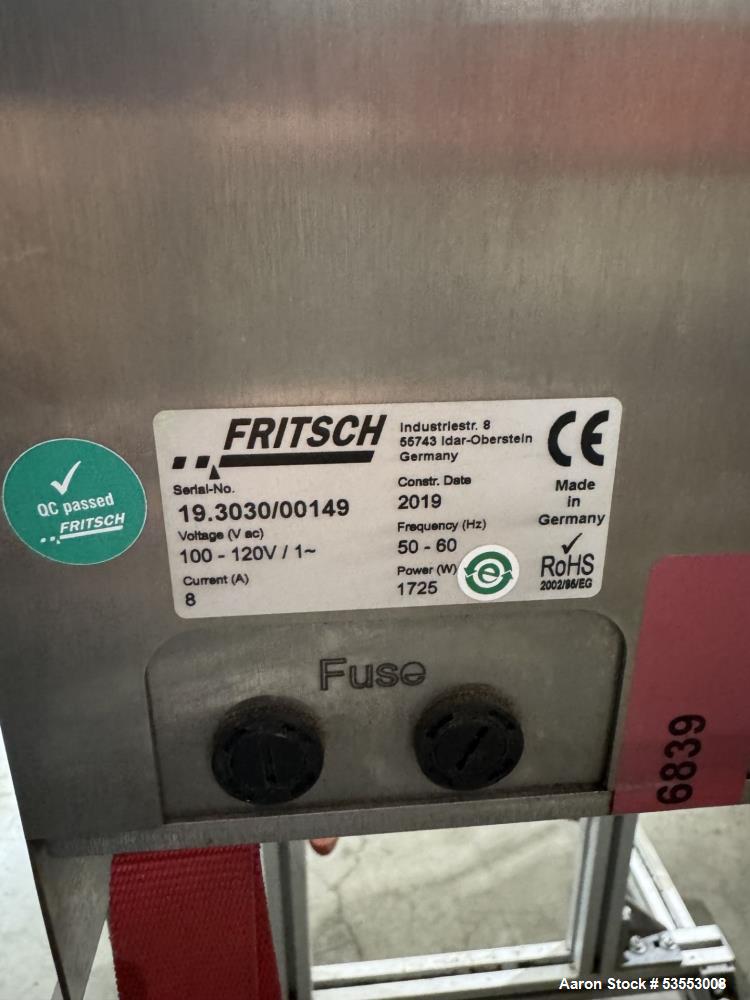Used Fritsch Pulverisette 19 High-Speed Cutting Mill – Stainless Steel, 60L/h