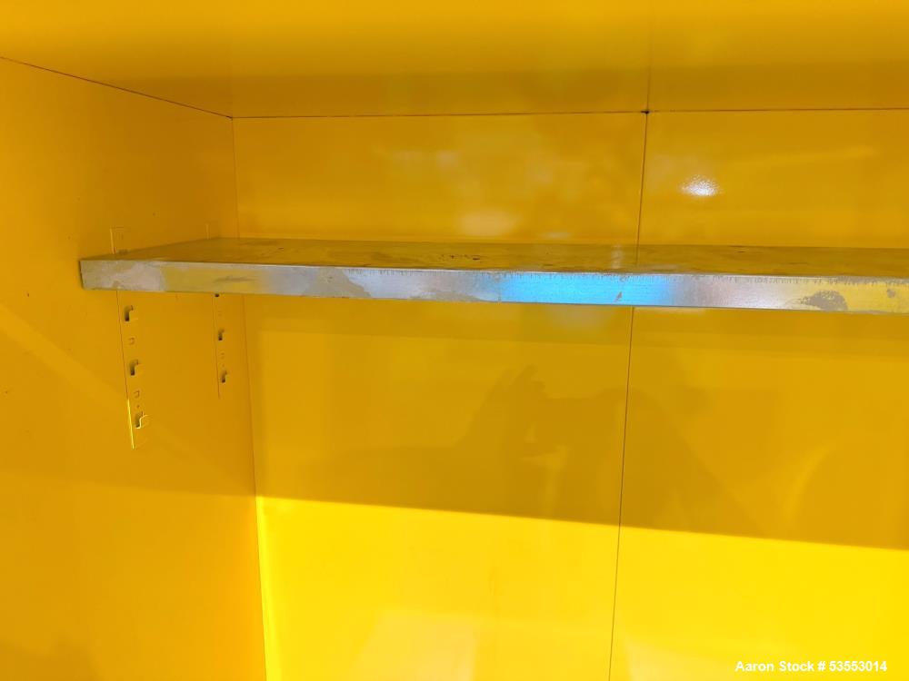 Used JustRite Flammable Liquid Storage Cabinet, Model Sure-Grip Ex. (2) 55 Gallon Drum capacity. 416 Liter capacity. Interior dimensions 56" wide x 30.34" deep x 60.5" tall. Exterior dimensions 59" w...