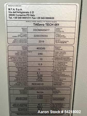 Used Delta Falling Film Evaporator System, Model FFE-45 | 45 GPH Alcohol Recovery | Includes MTA 7-Ton Chiller, PolyScience Pump Chiller & Mokon Heater | Built 2019