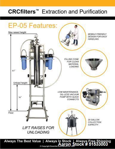 Used Essential Innovations CRC Filters EP-05 Ethanol Extraction & Purification S