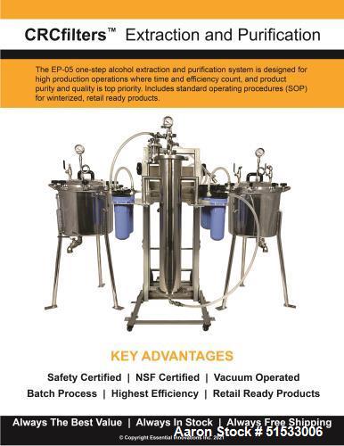 Used-Turnkey CRCfilters EP-05 Ethanol Extraction and Purification System