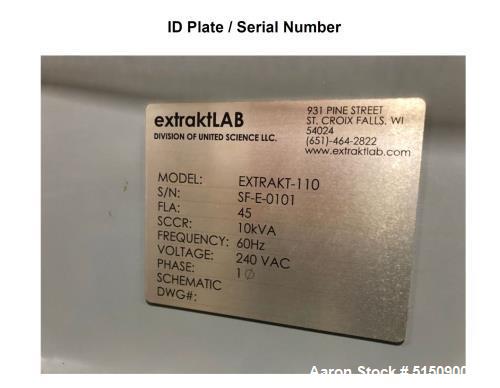 Used- ExtraktLAB Super Critical Co2 Extraction System. Model 110