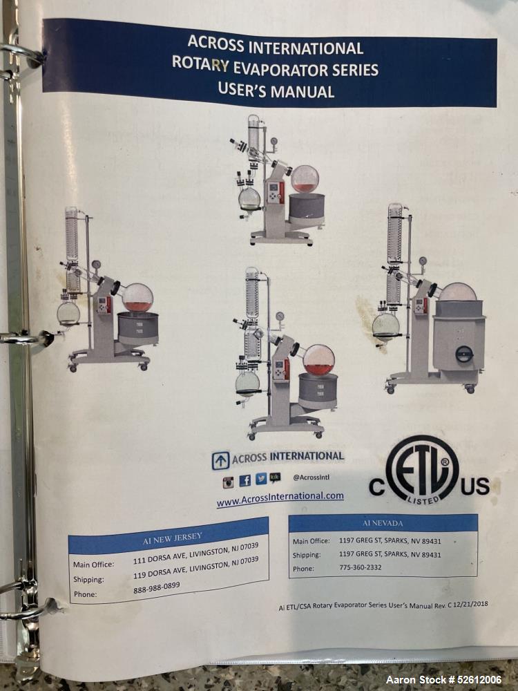 Used Across International Rotary Evaporator Set Up. Model SE-53