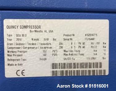 Used Quincy 120-Gallon Rotary Screw Compressor with Dryer