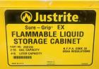 Used JustRite Flammable Liquid Storage Cabinet, Model Sure-Grip Ex. (2) 55 Gallon Drum capacity. 416 Liter capacity. Interior dimensions 56