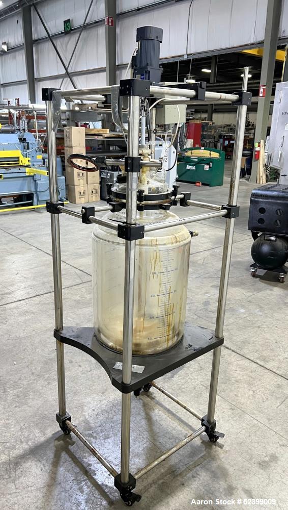 Used- Glass Reaction Kettle (Pyrex), 50L capacity. vertical, dished top and bottom. Approximately 16" diameter x 20" straigh...