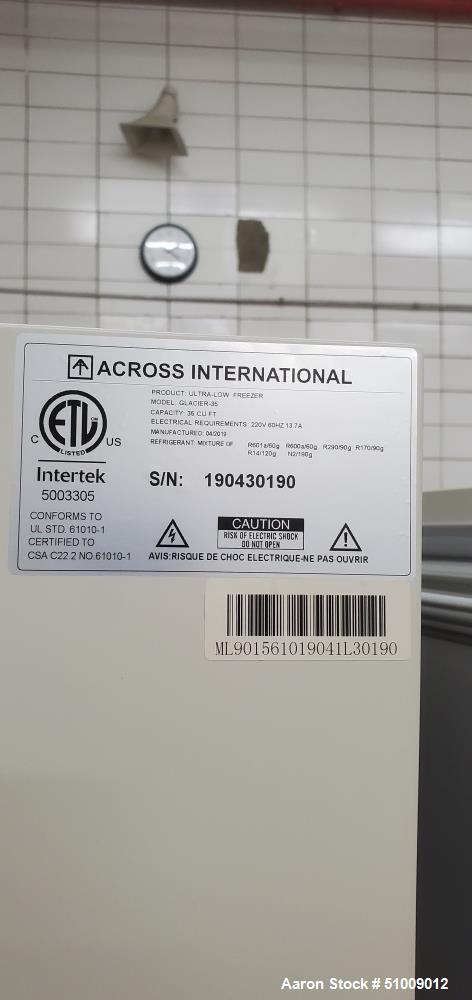 Used Across International Ultra Low Upright Freezer