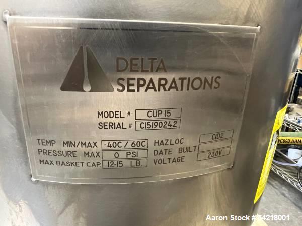 Used Delta CUP-15 Ethanol Centrifuge System | 300 lbs/Day | 304 & 316L Stainless | Closed Loop | -40°C to 60°C | 230V | Includes Kegs, Hoses & Adaptors