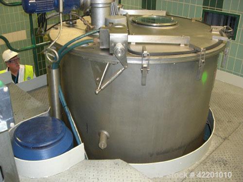 Used Broadbent 48 x 30 Basket Centrifuge, Type Series E, Hastelloy C276. Unit rated 1.2 kg/dm3 and 1050 rpm maximum speed. Unit measures approximately 1250 mm diameter x 1300 mm straight side. Unit h...