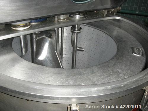 Used Broadbent 48 x 30 Basket Centrifuge, Type Series E, Hastelloy C276. Unit rated 1.2 kg/dm3 and 1050 rpm maximum speed. Unit measures approximately 1250 mm diameter x 1300 mm straight side. Unit h...