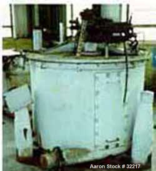 USED: Delaval/ATM 48" x 30" solid bowl basket centrifuge, carbon steel. Max bowl speed 1380 rpm, tripod mounted, bottom dump, pneumatic single motion full length plow, feed tube, rinse tube, load sen...