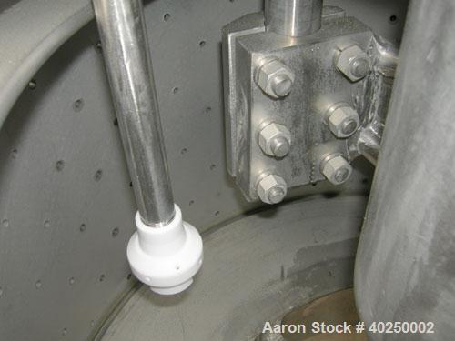 Used Delaval/ATM 24" x 14" perforated basket centrifuge, Hastelloy C-276 construction (product contact areas). Max bowl speed 1475 rpm, top feed, bottom unload, 2.1875 cubic foot basket cake solids c...