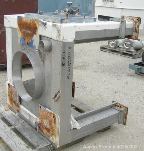 Used Delaval/ATM 24" x 14" perforated basket centrifuge, Hastelloy C-276 construction (product contact areas). Max bowl speed 1475 rpm, top feed, bottom unload, 2.1875 cubic foot basket cake solids c...