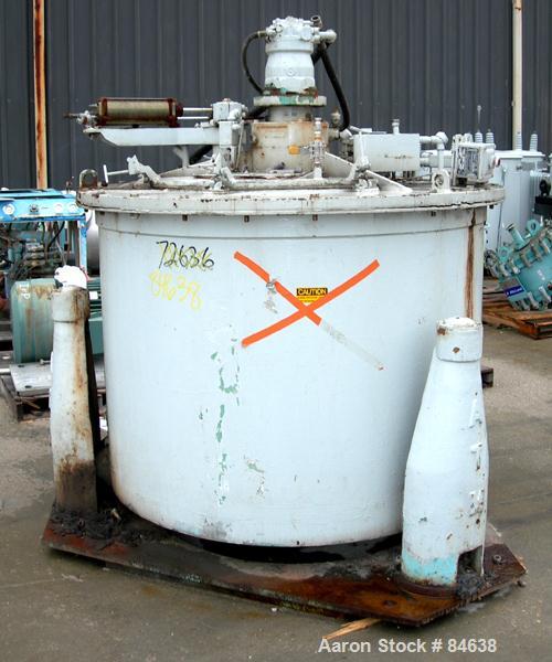 USED: Delaval/ATM 48" x 30" perforated basket centrifuge curb housing and top cover, 316 stainless steel construction on product contact areas. Top load, bottom unload, no basket assembly, tri-pod su...