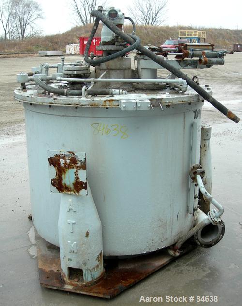 USED: Delaval/ATM 48" x 30" perforated basket centrifuge curb housing and top cover, 316 stainless steel construction on product contact areas. Top load, bottom unload, no basket assembly, tri-pod su...