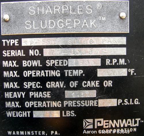 Used- Stainless Steel Sharples Solid Bowl Basket Centrifuge