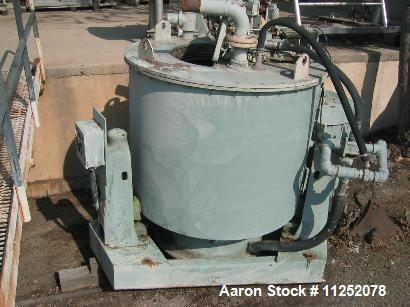 Reconditioned- Sharples 48" x 30" Perforated Basket Centrifuge, stainless steel, maximum bowl speed 1150 rpm, top load, bottom dump, tri-pod suspension system, single motion full length plow assembly...
