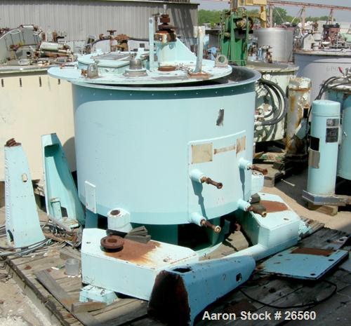 USED: Sharples T-1300 Tornado 48 x 24 perforate basket centrifuge. Bottom discharge. Max bowl speed 1150 rpm. 50 hp hydrauli...