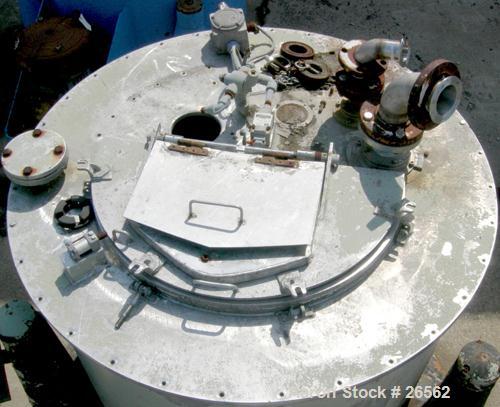 Used Sharples T-1300 Tornado 48 x 24 Perforate Basket Centrifuge, 316 Stainless Steel. Bottom discharge. Maximum bowl speed 1150 rpm. 40 kW, 50 hp hydraulic drive 380/3/50/1475 rpm with oil reservoir...