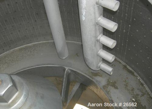 Used Sharples T-1300 Tornado 48 x 24 Perforate Basket Centrifuge, 316 Stainless Steel. Bottom discharge. Maximum bowl speed 1150 rpm. 40 kW, 50 hp hydraulic drive 380/3/50/1475 rpm with oil reservoir...