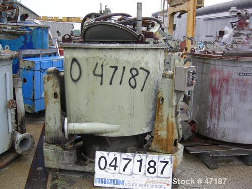 USED: Sharples Sludge-Pak, SP-5500. 48" x 24" Solid bowl centrifuge in 316SS including the bowl, frame & cover, knife discharge, air operatedskimmer, requires a 40 hp oil gear hydraulic drive, wheel ...