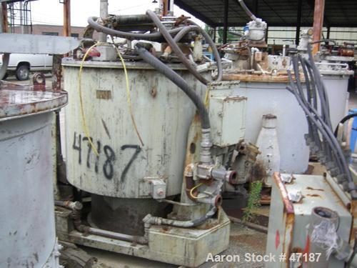 USED: Sharples Sludge-Pak, SP-5500. 48" x 24" Solid bowl centrifuge in 316SS including the bowl, frame & cover, knife discharge, air operatedskimmer, requires a 40 hp oil gear hydraulic drive, wheel ...